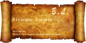 Biringer Loránd névjegykártya